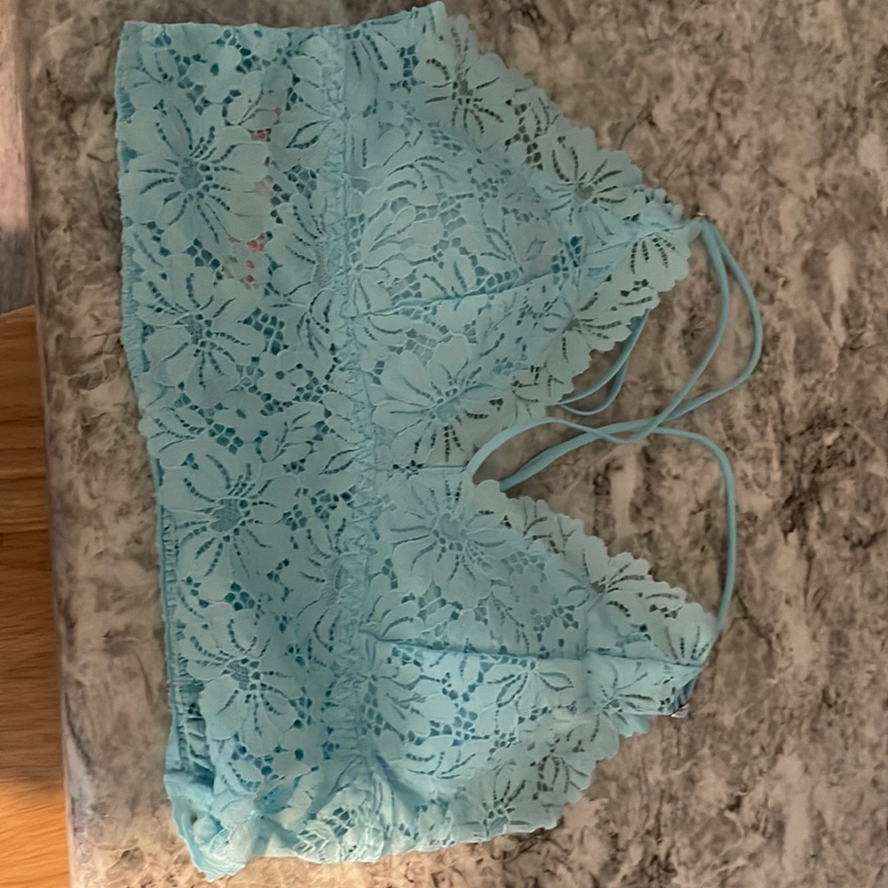 Small, blue Victoria’s Secret bra